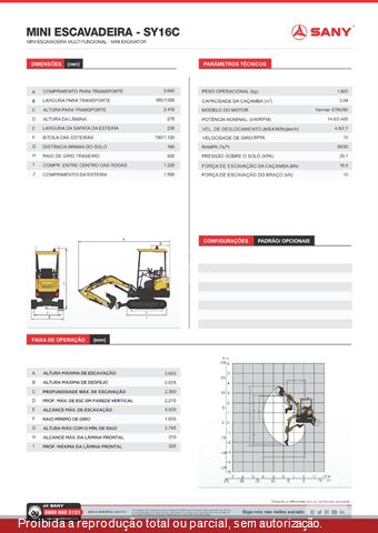 Mini-Escavadeira Sany SY16C